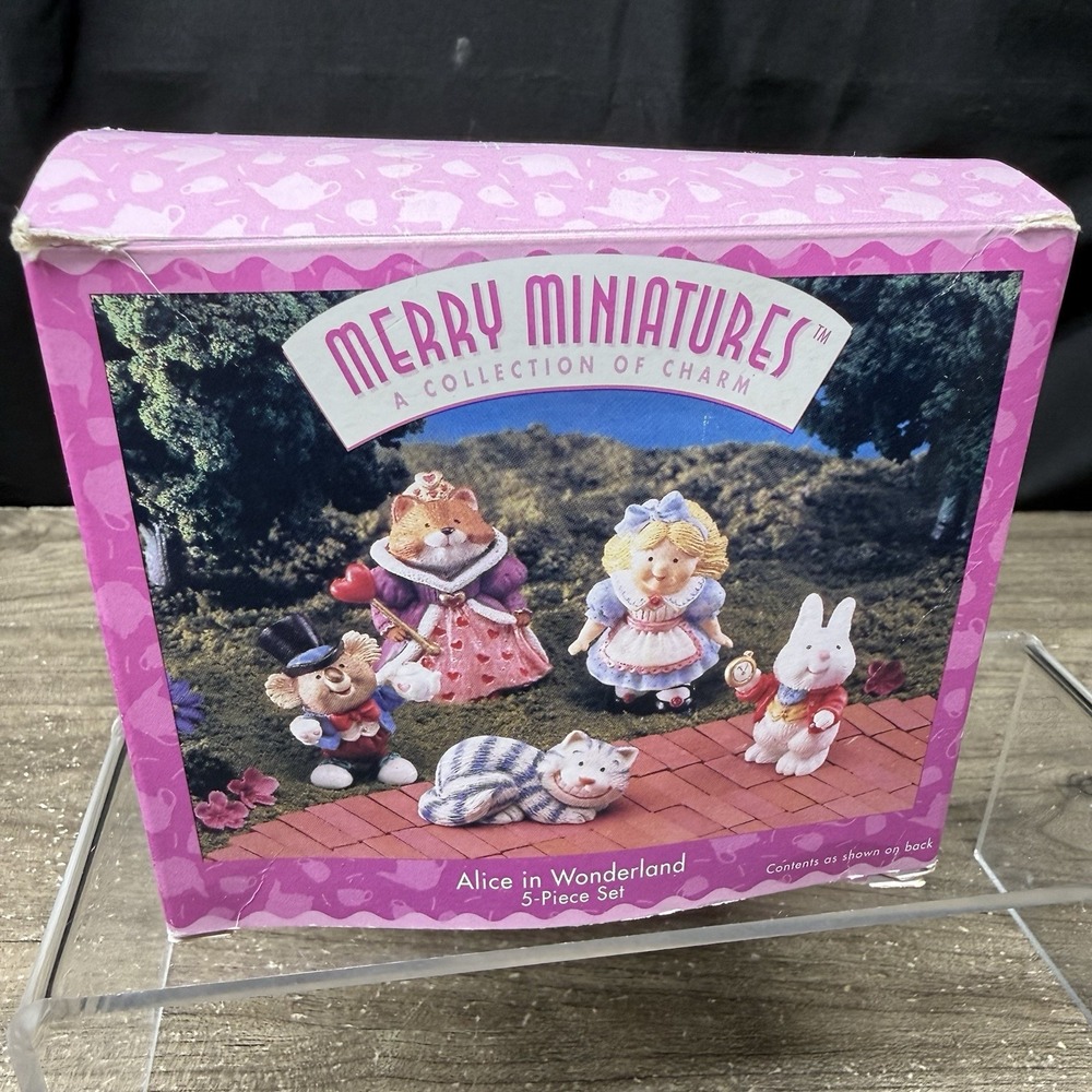 1996 Hallmark Merry Miniatures Alice In Wonderland 5pc Set QSM8014